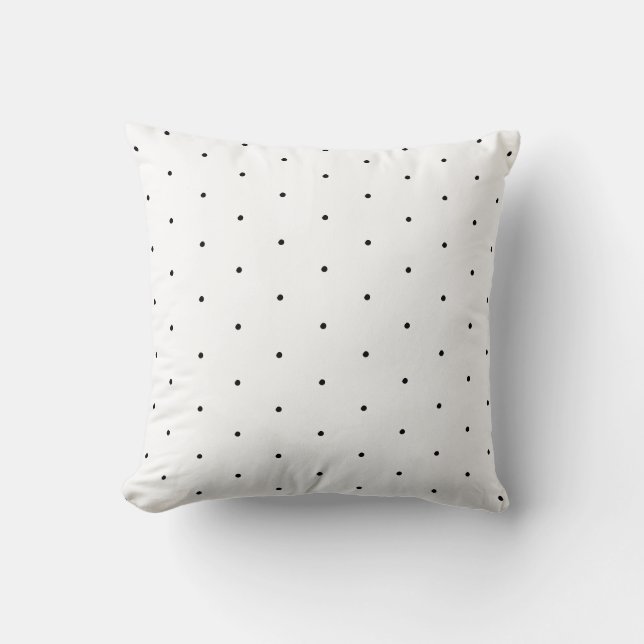 Svartvit, liten polka dots mönster kudde (Framsida)