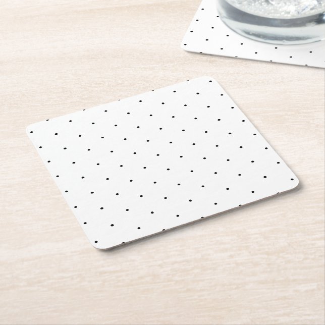 Svartvit, liten polka dots mönster underlägg papper kvadrat (Vinklad)