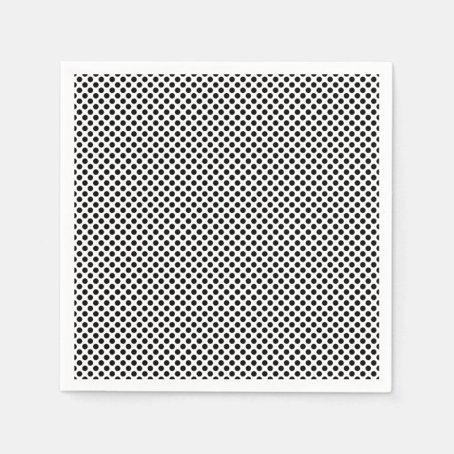Svartvit liten Storlek Polka dots Papper Pappersservett (Framsidan)