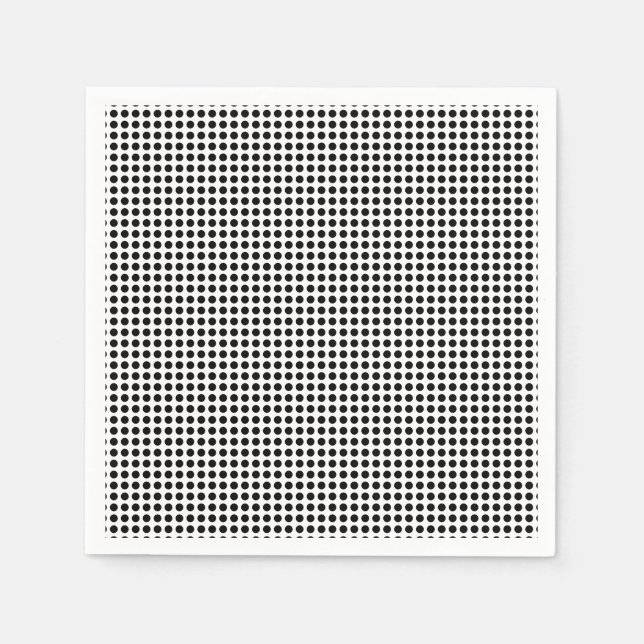 Svartvit, litet Vågrät Polka dots Papper Pappersservett (Framsidan)