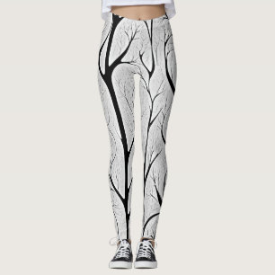 Svartvit livets träd leggings