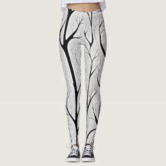 Svartvit livets träd leggings