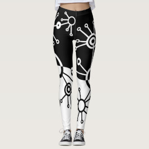 Svartvit ljus från radarskärmdamasker leggings