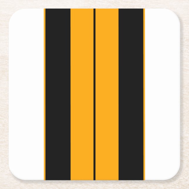 Svartvit, ljusvit Gult, Tävla Rand Underlägg Papper Kvadrat (Framsidan)