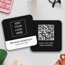 Svartvit Logotyp för Anpassningsbar QR-kod Modern 
