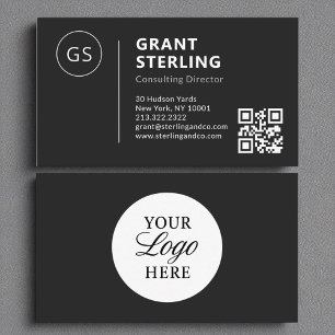 Svartvit Logotyp - minimalistisk Professionell QR- Visitkort