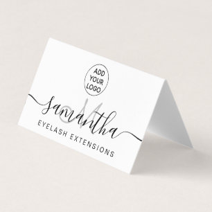 Svartvit logotyp ögonfransförlängningar av namn visitkort
