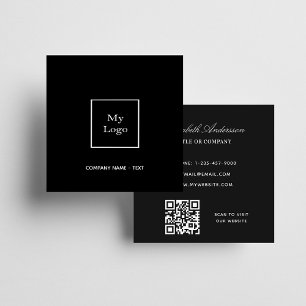 Svartvit logotyp QR-elegant Fyrkantigt Visitkort