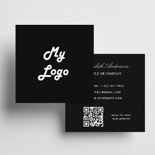 Svartvit logotyp QR-elegant Fyrkantigt Visitkort