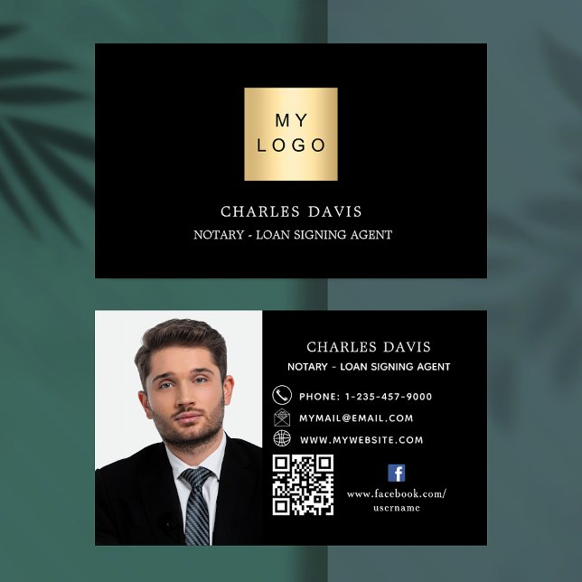 Svartvit logotyp QR-fotofacebook ikon Visitkort (Skapare uppladdad)