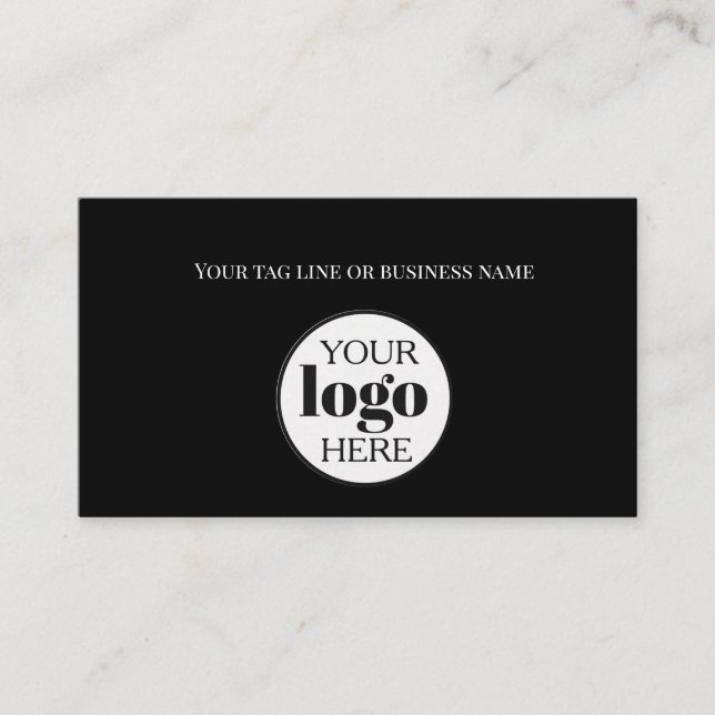 Svartvit Logotyp QR-kod enkel Visitkort (Framsida)