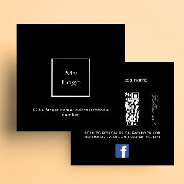 Svartvit logotyp QR-kod Facebook-premie Fyrkantigt Visitkort