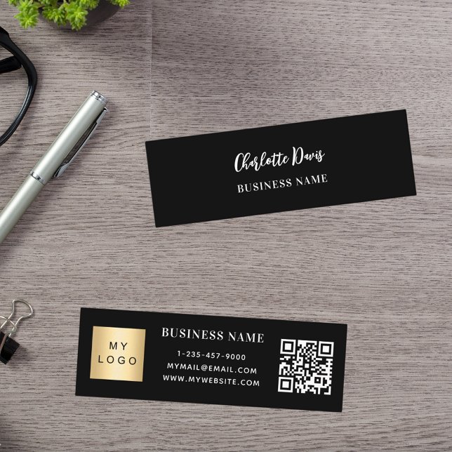 Svartvit logotyp QR-kod Mini Visitkort (Skapare uppladdad)
