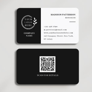 Svartvit Logotyp QR-kod - minimalistisk modern Visitkort