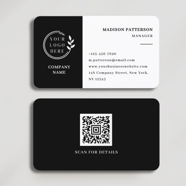 Svartvit Logotyp QR-kod - minimalistisk modern Visitkort (Skapare uppladdad)