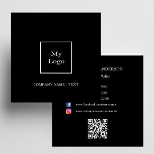 Svartvit logotyp QR-kod, social-mediapremie Fyrkantigt Visitkort