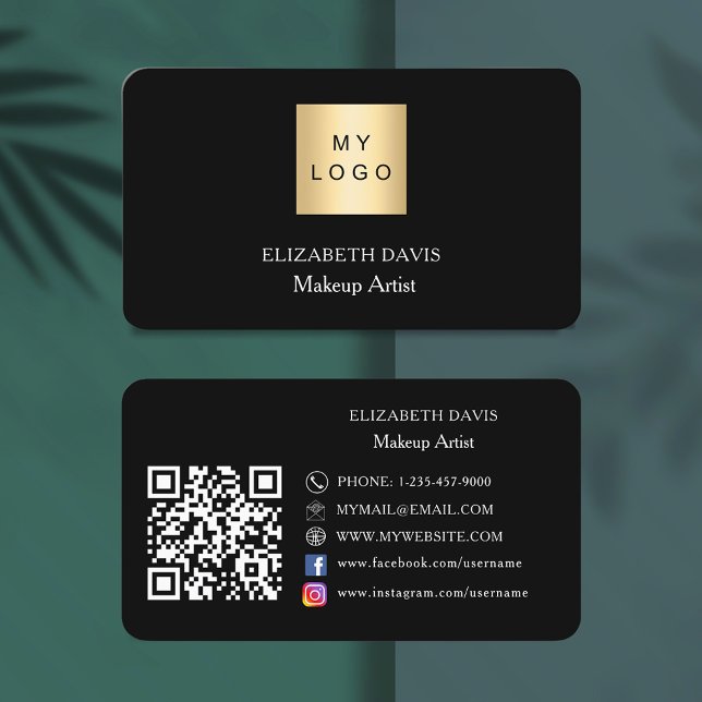 Svartvit logotyp, social-media med Qr-kod Visitkort (Skapare uppladdad)