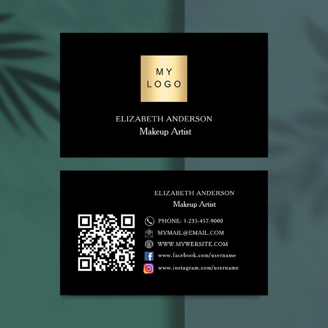 Svartvit logotyp, social-media med Qr-kod Visitkort (Skapare uppladdad)