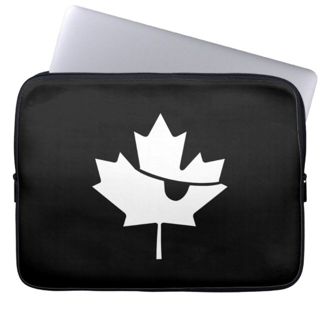 Svartvit lönnlöv för kanadensisk pirat laptop sleeve (Framsidan)