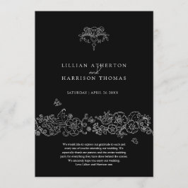 Svartvit loppur de lis bröllop tack program