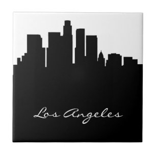 Svartvit Los Angeles horisont Kakelplatta