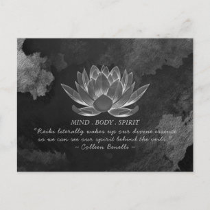Svartvit Lotus Yoga Meditation-instruktionsoffert Vykort