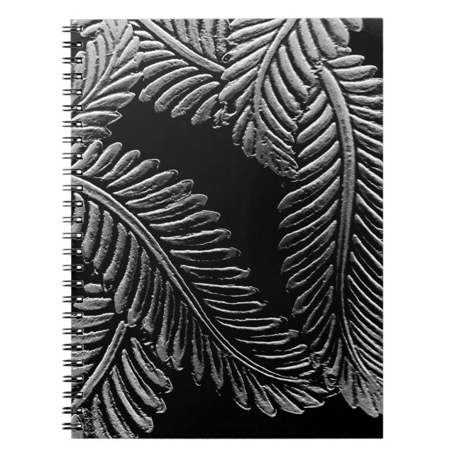 Svartvit Löv Anteckningsbok Med Spiral (Framsidan)