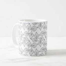 Svartvit löv. kaffemugg