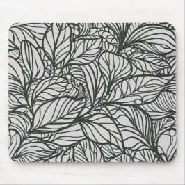 Svartvit Löv Mönster Musmatta