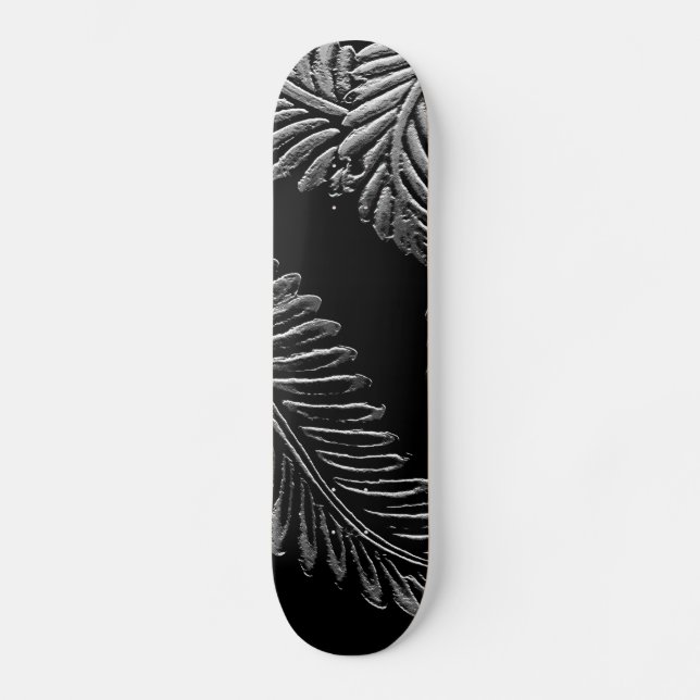 Svartvit Löv Skateboard Bräda 21,5 Cm (Framsida)