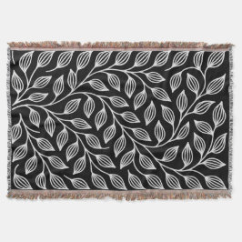 Svartvit Löv Throw Blanket Filt