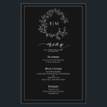 Svartvit lövvit Vapensköld Monogram Bröllop Menu<br><div class="desc">Skapa perfektens mottagningsinställning! Vi älskar den här svarta vita lövvita Vapenskölden Monogram Bröllop 5, 5 tum x 8, 5 tum-menyn! Enkelt, elegant och åh-så-söt, det har en hand plockade-läskig krans som omger ett modernt bröllop monogram. Det är personlig i elegantens typografi och accentuerad med handskriven kalligrafi. Slutligen trimmas det i...</div>
