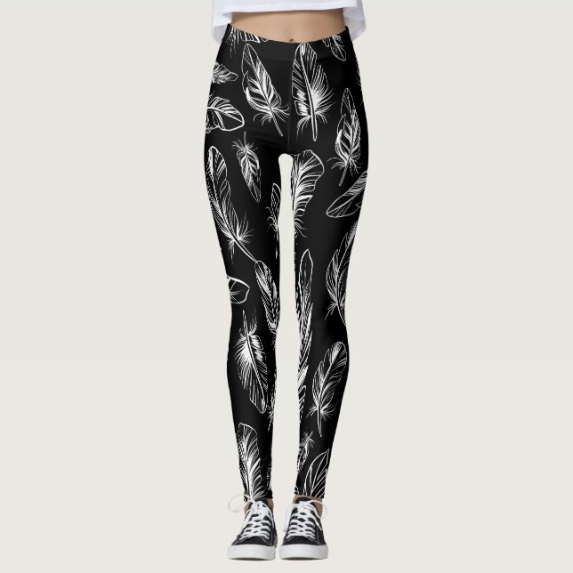 Svartvit ludd leggings (Framsida)
