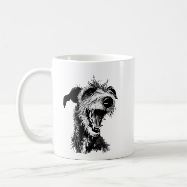 Svartvit Lurcher | Cute Greyhound Kaffemugg (Vänster)