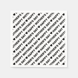 Svartvit lycklig Mors dag vid den vita Pappersserv Pappersservett