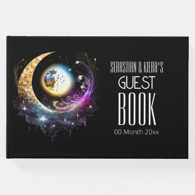 Svartvit magenta i fullt, stjärnmörker gästböcker (Framsida)