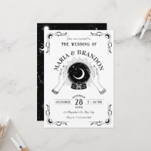 Svartvit magi måne kristaller boll bröllop