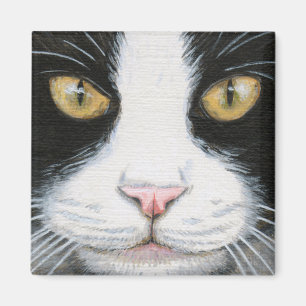 Svartvit magnet för katt #1