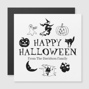 Svartvit magnet happy halloween
