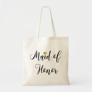 Svartvit maid of honor med Guld-blomman-modern Tygkasse
