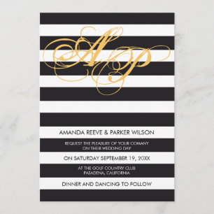 Svartvit mall för randbröllopinbjudan