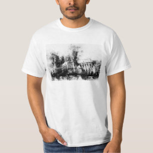 Svartvit målning av Notre Dame Cathedral T Shirt