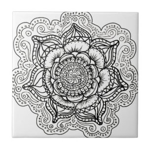 Svartvit Mandala Kakelplatta