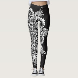 Svartvit Mandala Leggings