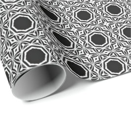 Svartvit Mandala linjer Mönster 1 Presentpapper