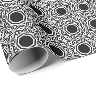 Svartvit Mandala linjer Mönster 1 Presentpapper