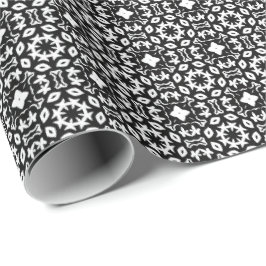 Svartvit Mandala linjer Mönster 2 Presentpapper