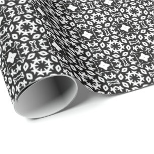 Svartvit Mandala linjer Mönster 2 Presentpapper