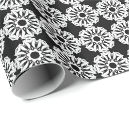 Svartvit Mandala linjer Mönster 5 Presentpapper
