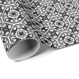 Svartvit Mandala linjer Mönster 8 Presentpapper